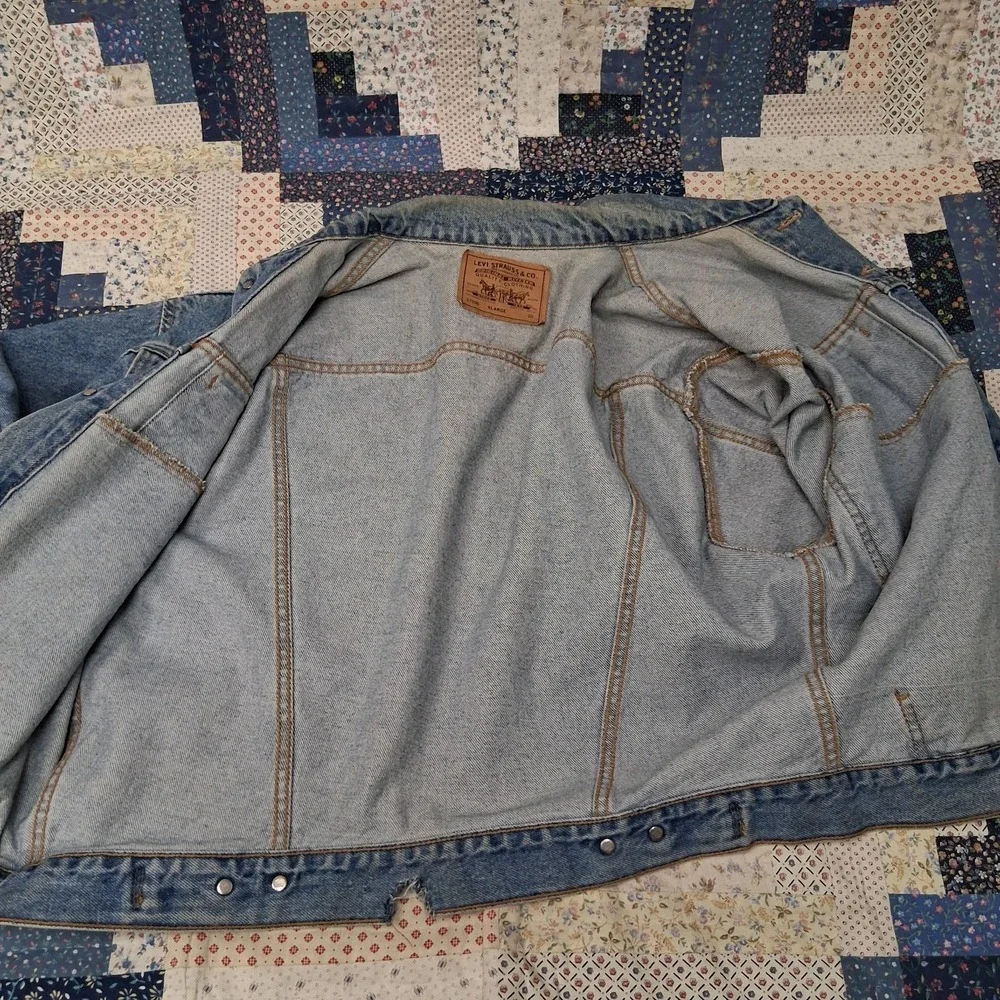 Vintage 90s Levis White Tab Type 3 Denim Trucker Jacket Sz XL 57598 Made in USA‎